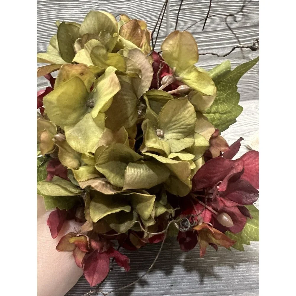 Small Flower Arrangement Hydrangeas in Blue Ceramic Pot 7.5” Faux Floral